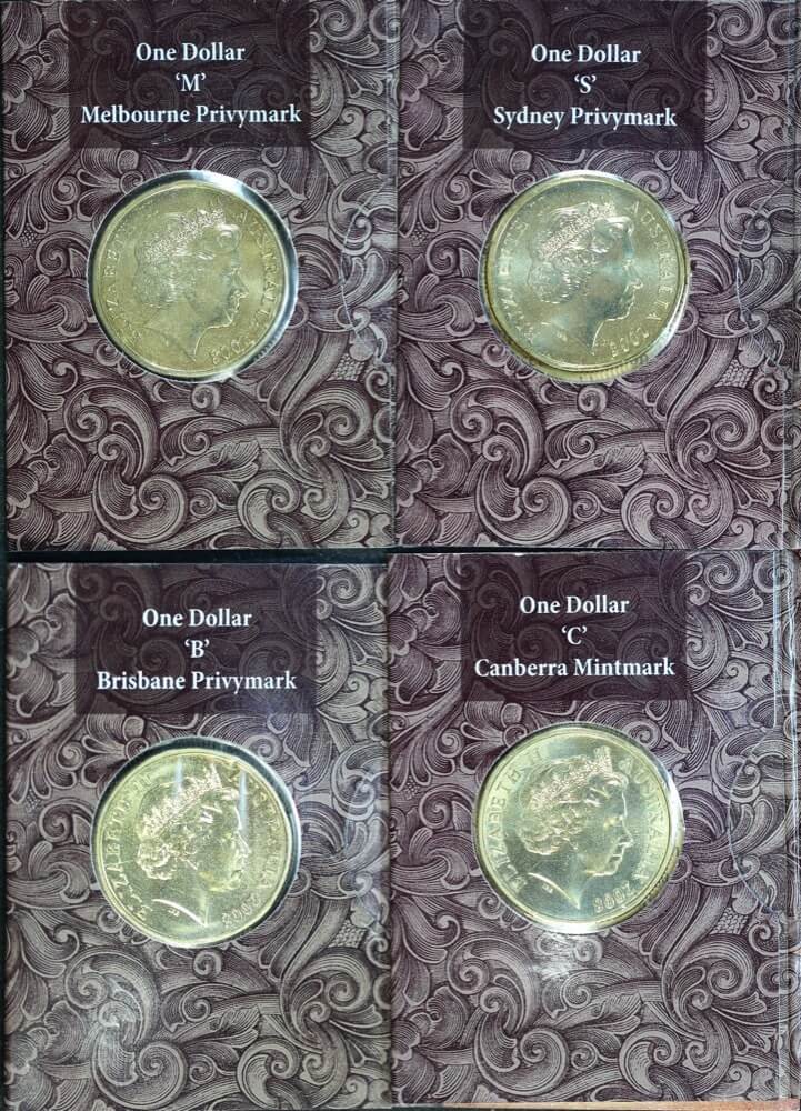 2008 Set of 4 1 Dollar Coins - Australian Coat of Arms