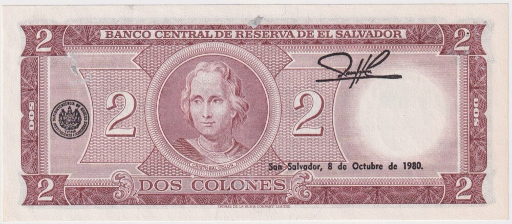 El Salvador 1974 2 Colones P# 116b Uncirculated product image