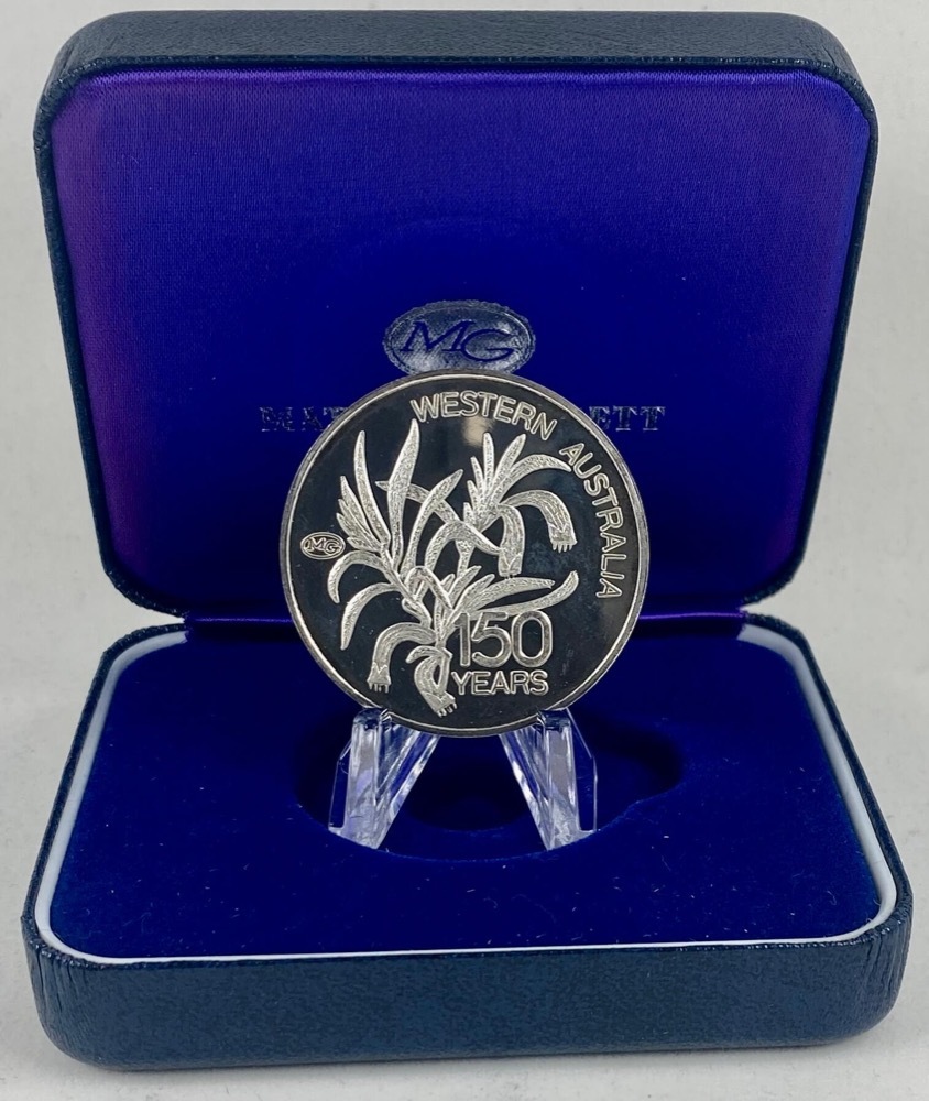 1979 Silver Medallion Matthey Garrett Parmelia / 150 Years White Settlement