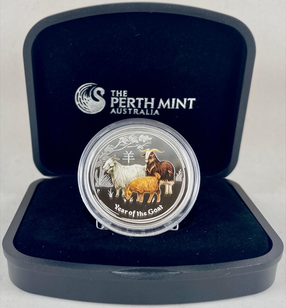 2015 Silver Lunar 1/2oz Coloured Proof Lunar Year of the Goat product image