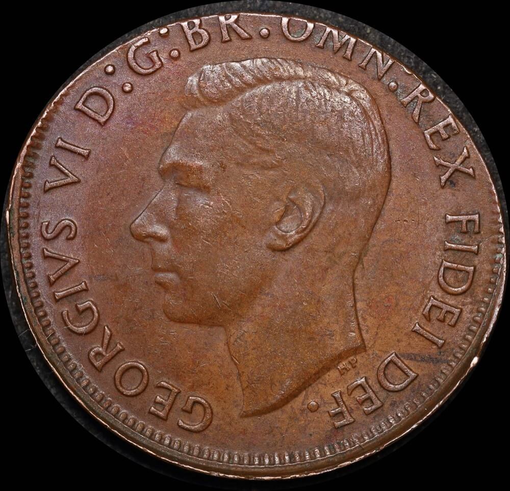 1949-Y Halfpenny Elliptical Planchet Error Good Extremely Fine