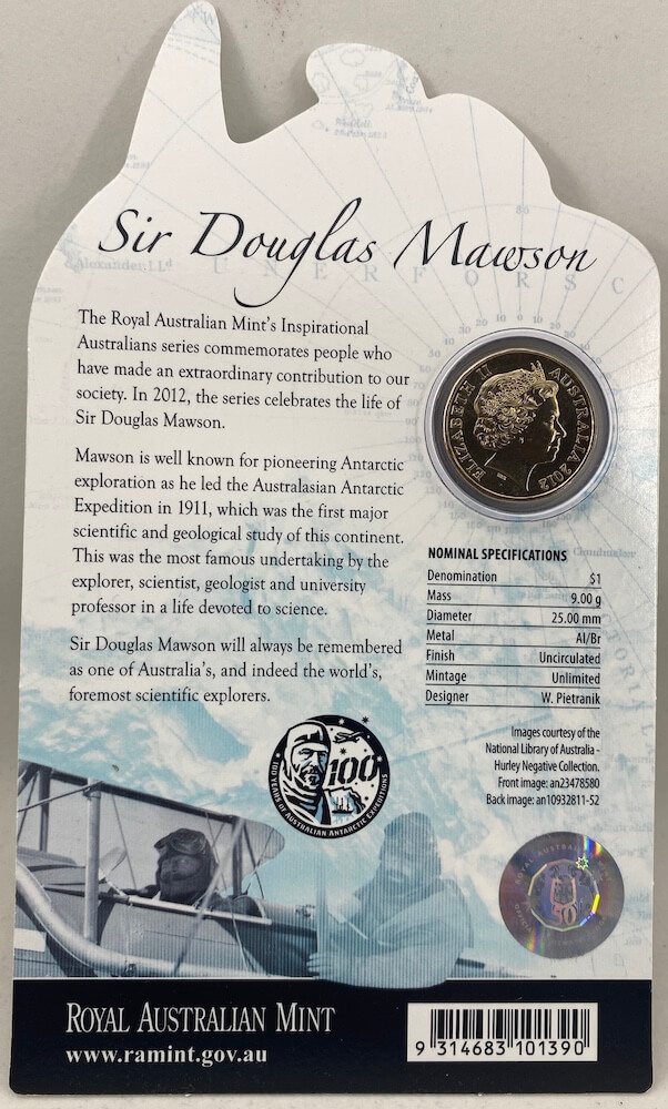 2012 1 Dollar Uncirculated Coin Sir Douglas Mawson product image