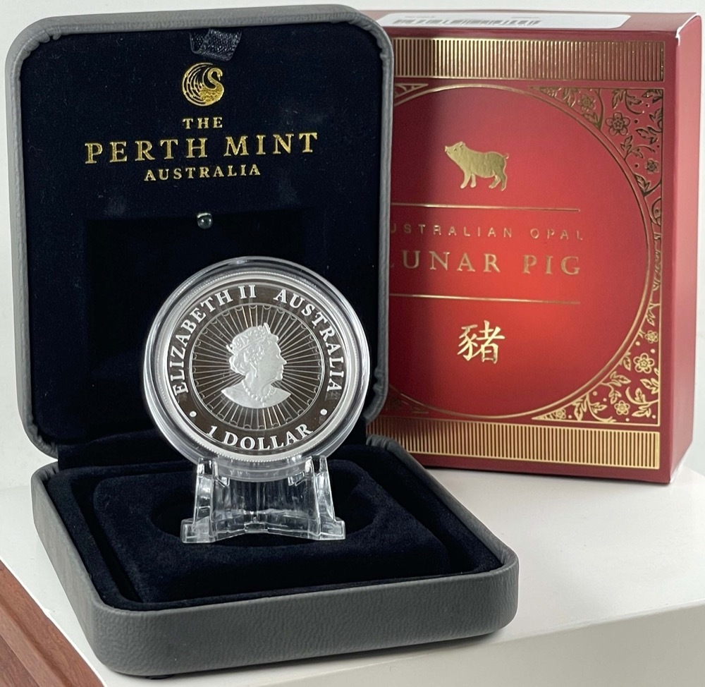 2019 Silver 1 Ounce Proof Coin Opal Lunar Pig product image