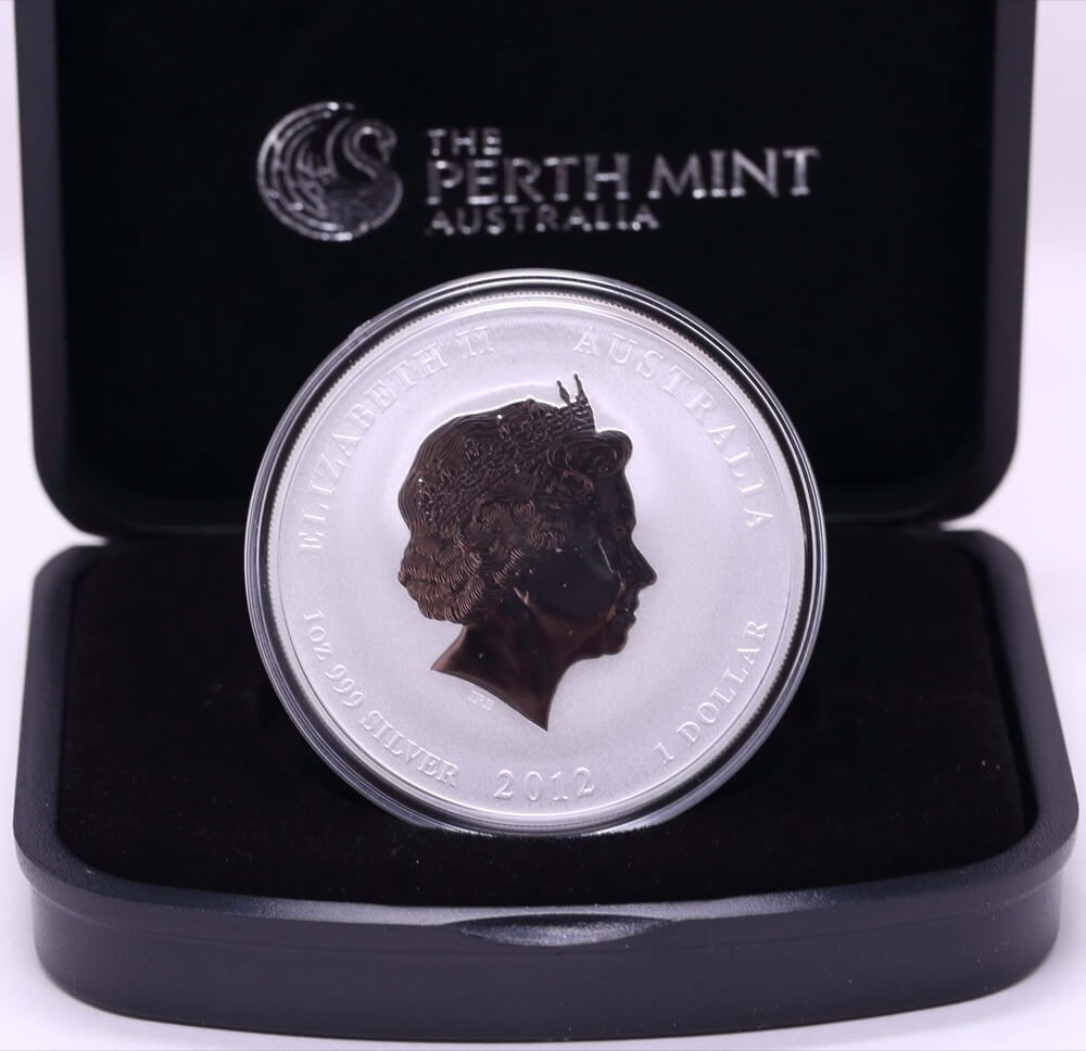 2012 Silver 1oz Coloured Coin Lunar Yellow Dragon product image