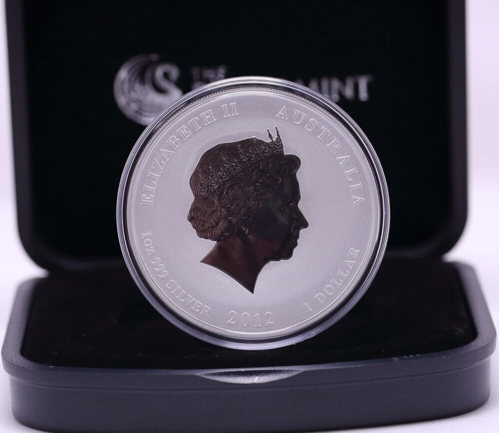 2012 Silver 1oz Coloured Coin Lunar Blue Dragon product image