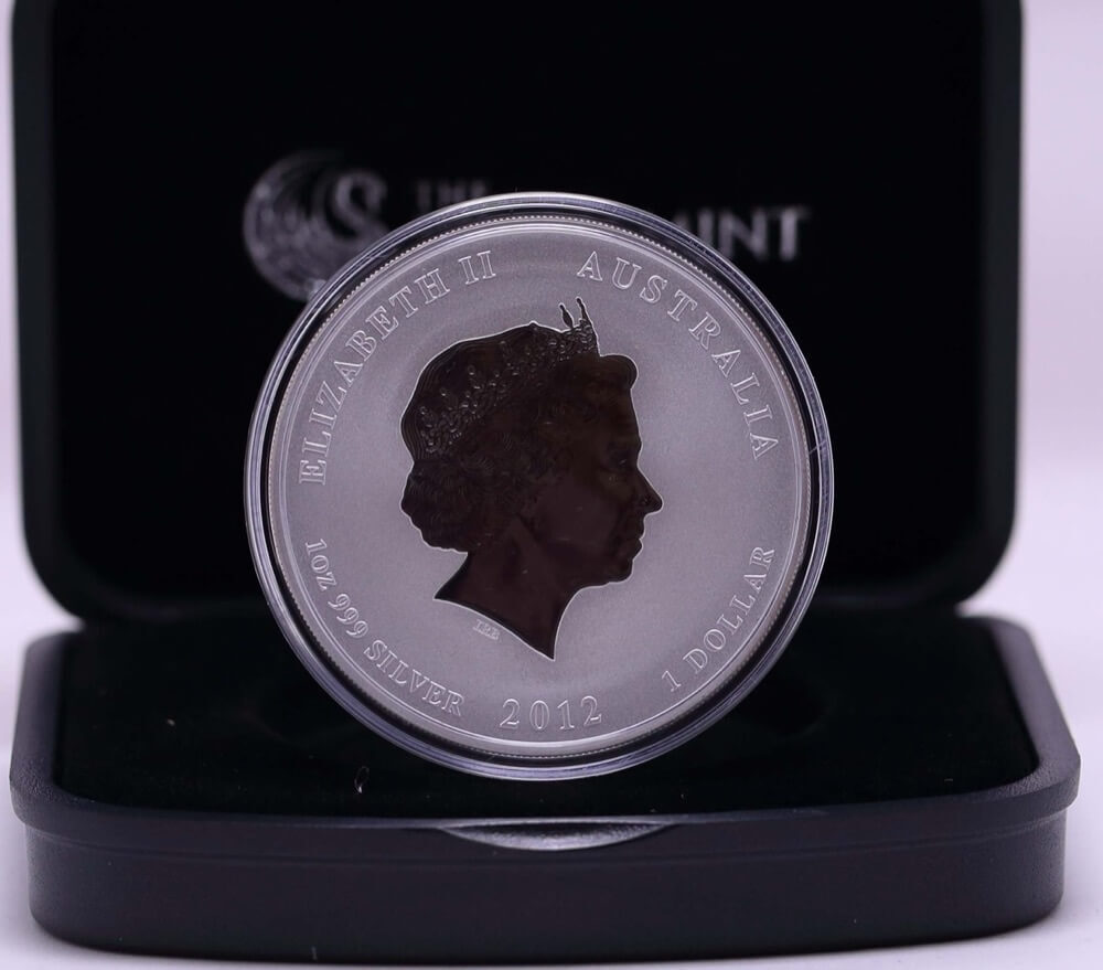 2012 Silver 1oz Coloured Coin Lunar Black Dragon product image