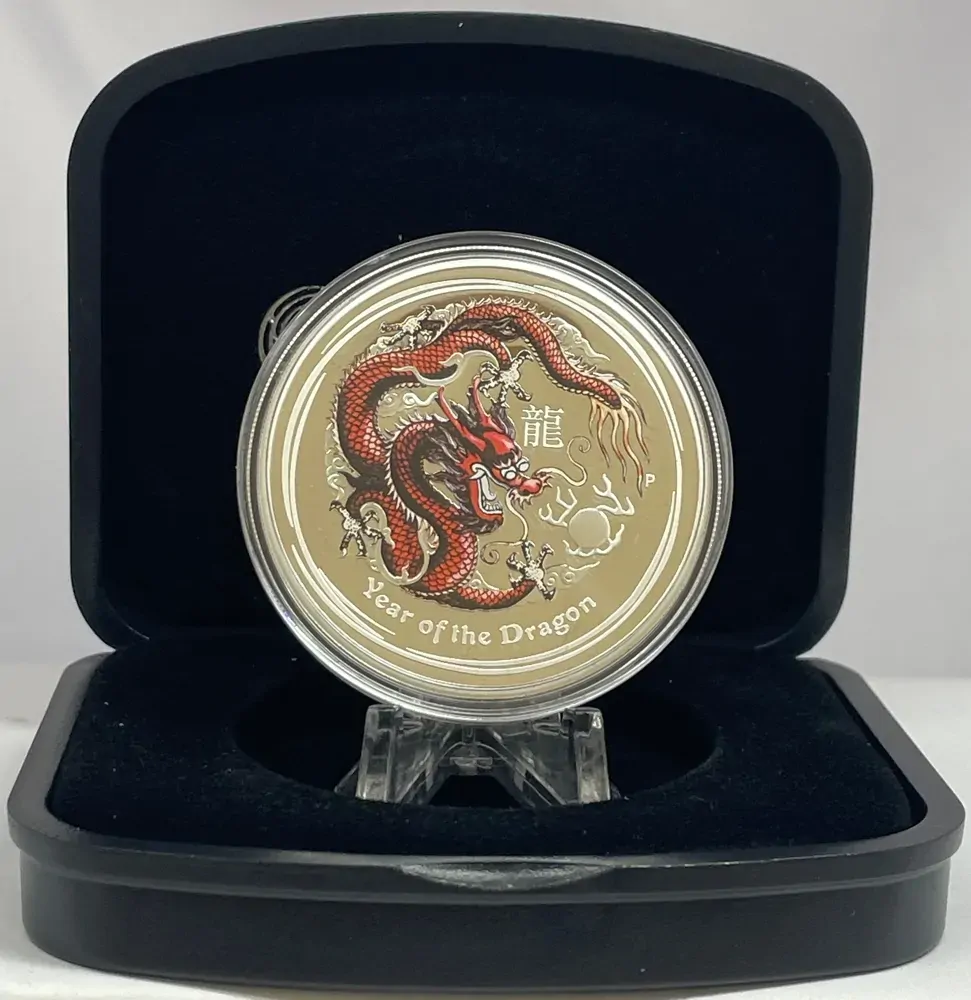 2012 Silver 1 Ounce Coloured Proof Coin Lunar Red Dragon product image