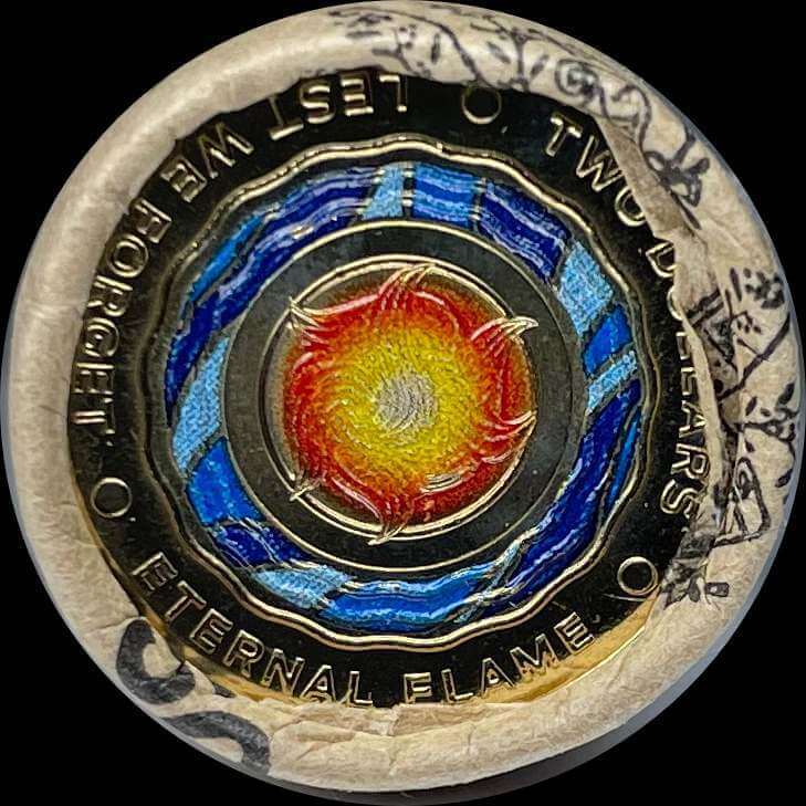 2018 Coloured 2 Dollar Coin Mint Roll Eternal Flame Heads / Tails