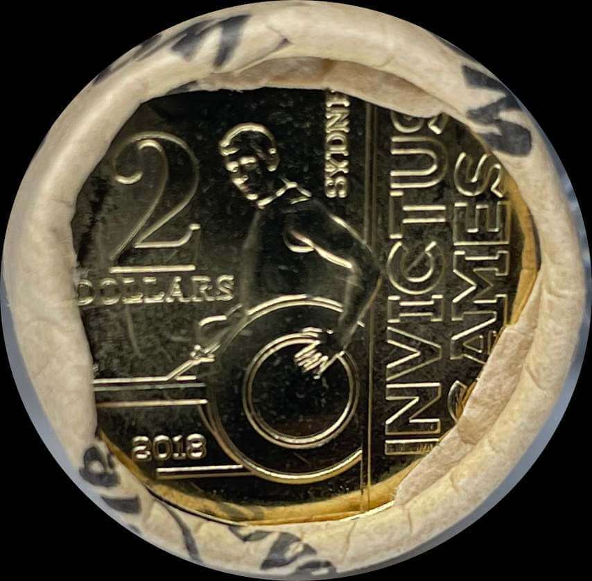 2018 2 Dollar Mint Roll Invictus Games Heads / Tails