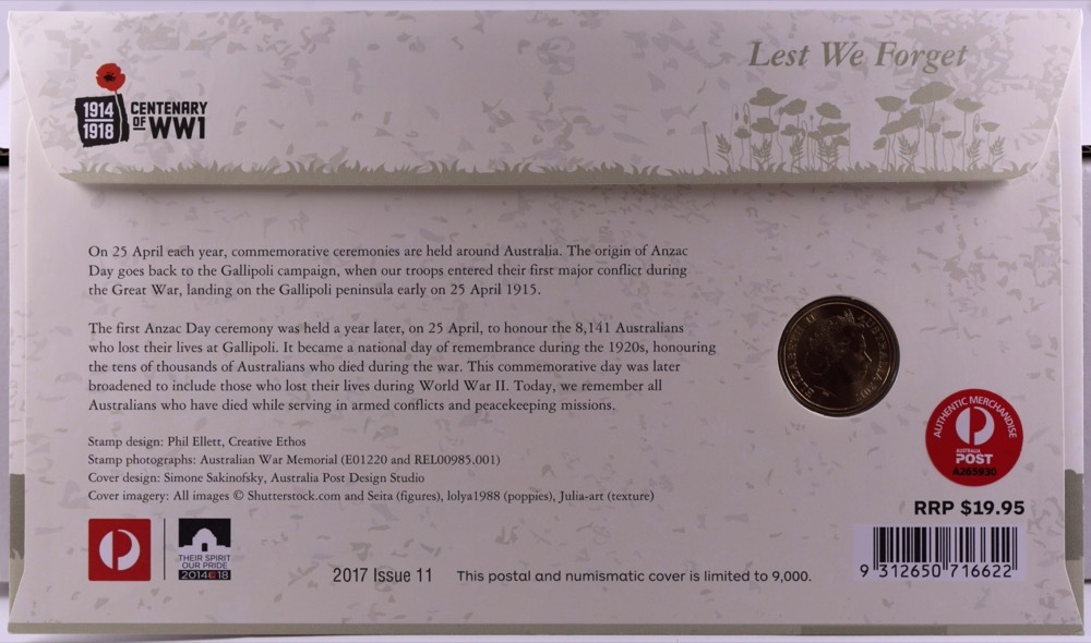 2017 2 Dollar PNC Lest We Forget product image