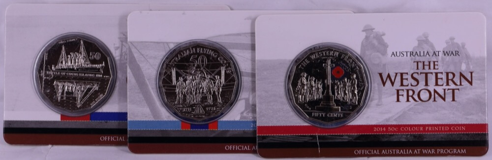 2014-2016 50 Cent Uncirculated 18 Coin Set Australia at War Complete in Album product image