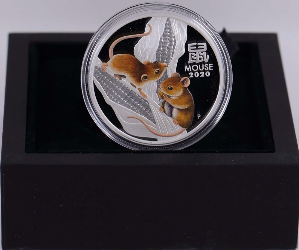 2020 Silver Lunar 1oz Proof Coin Coloured Mouse product image