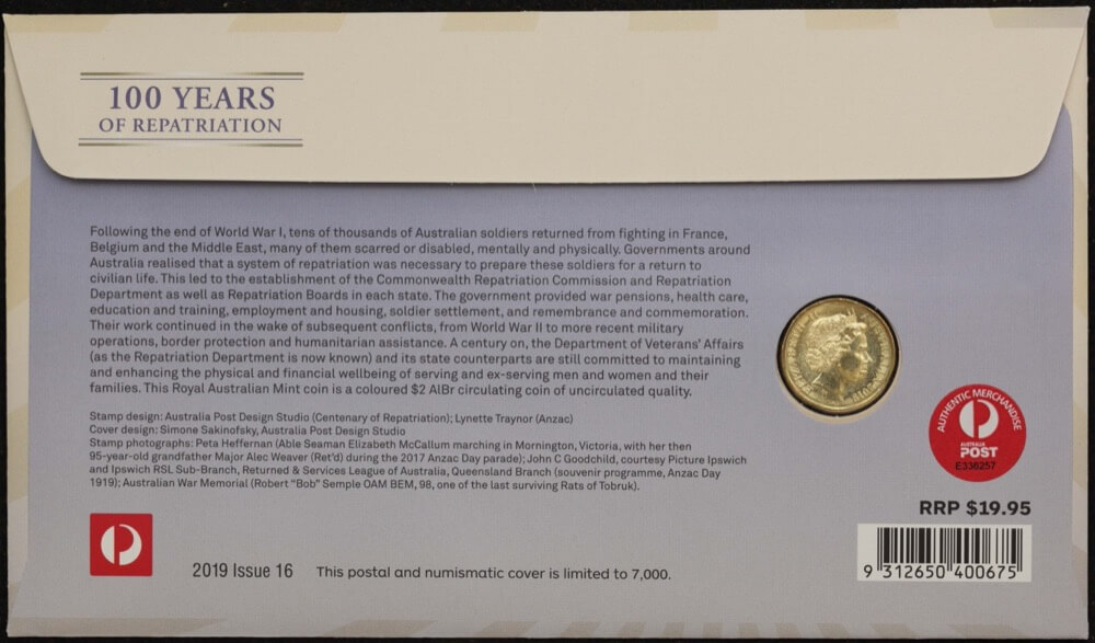 2019 2 Dollar PNC 100 Years of Repatriation product image