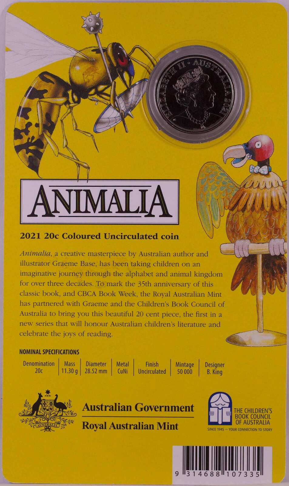 2021 Coloured 20 Cent Uncirculated Coin Animalia product image