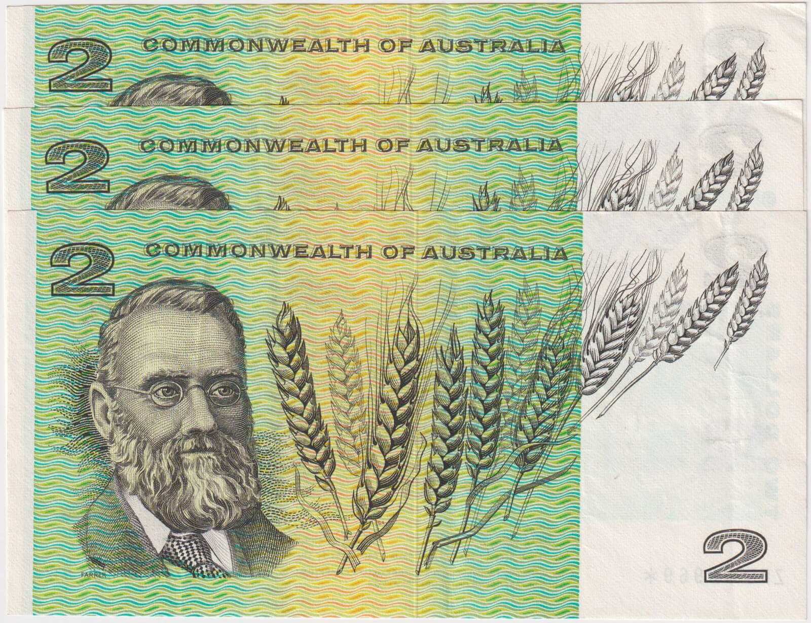 1968 $2 Note Star Note Consecutive Trio Phillips/Randall R83s Extremely Fine