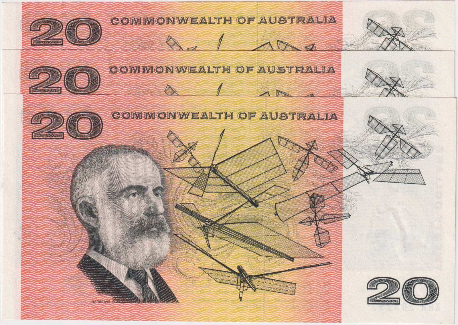 1968 $20 Note Consecutive Trio Coombs/Randall R402 good EF