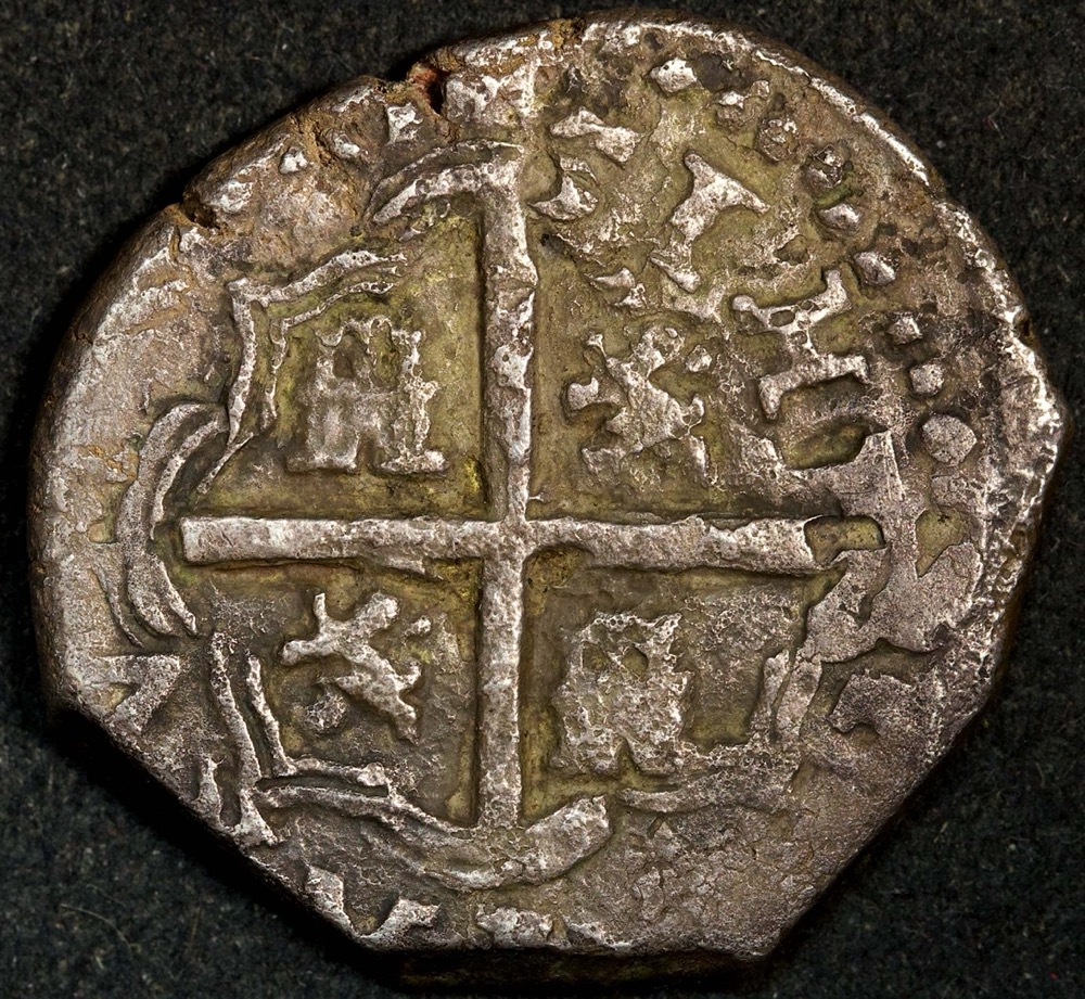 Spain 1651 Silver 4 Reales ex Gilt Dragon Shipwreck Fine