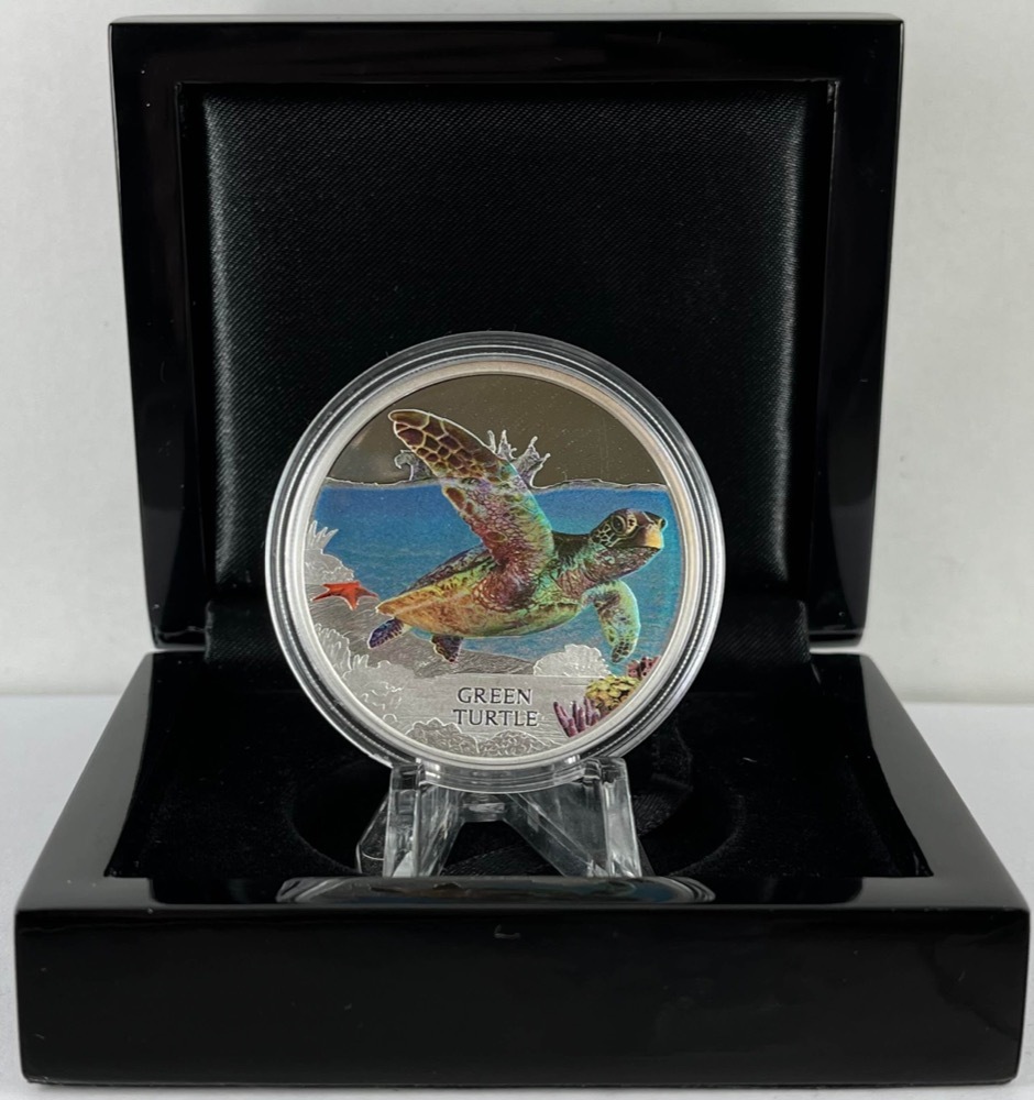 Tuvalu 2014 Silver 1 Dollar Proof - Green Turtle product image