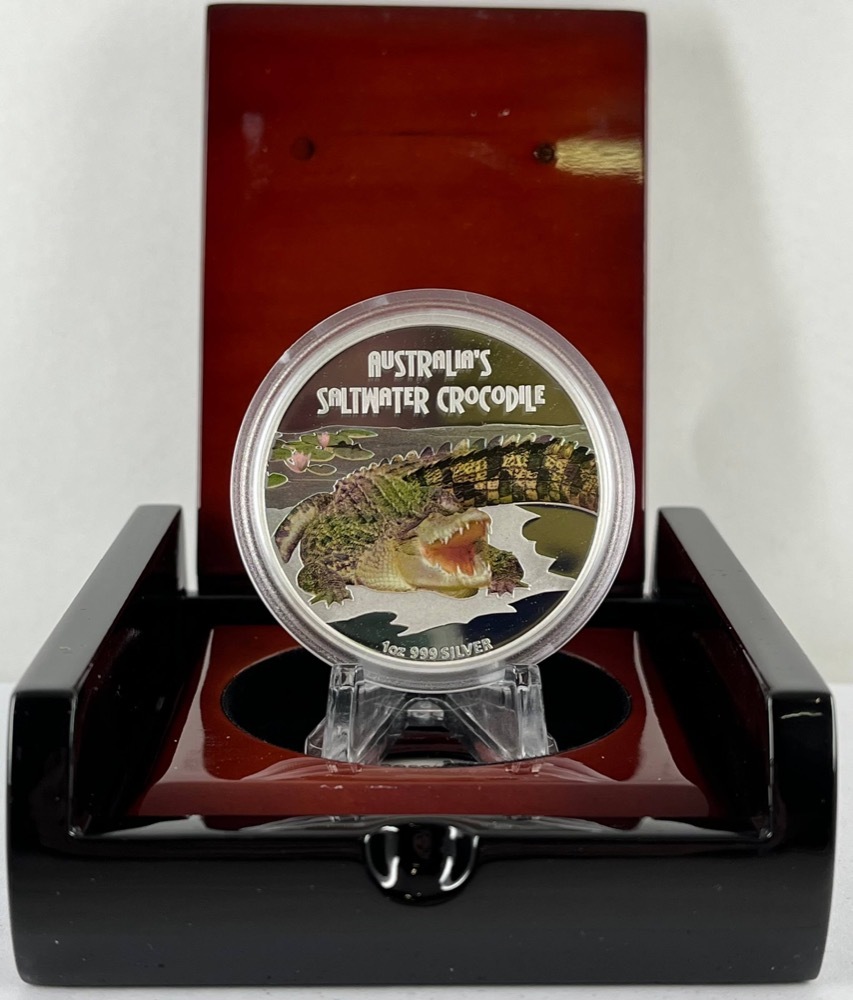 Tuvalu 2009 Silver 1 Dollar Proof - Australian Saltwater Crocodile product image