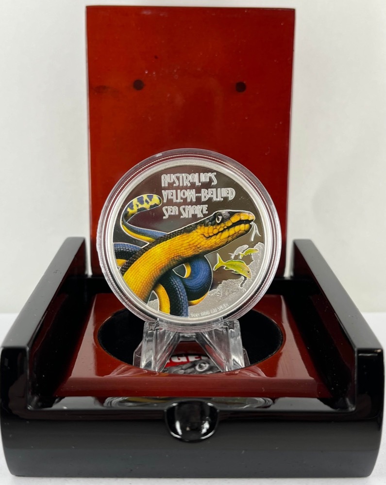Tuvalu 2013 Silver 1 Dollar Proof - Yellow-Bellied Sea Snake product image