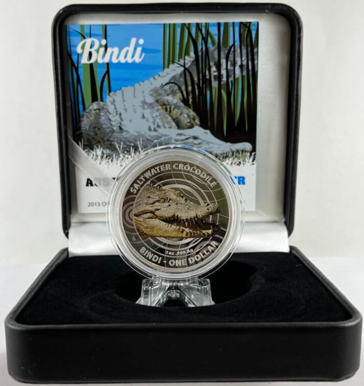 2013 Silver 1 Dollar Proof Australian Saltwater Crocodiles - Bindi product image