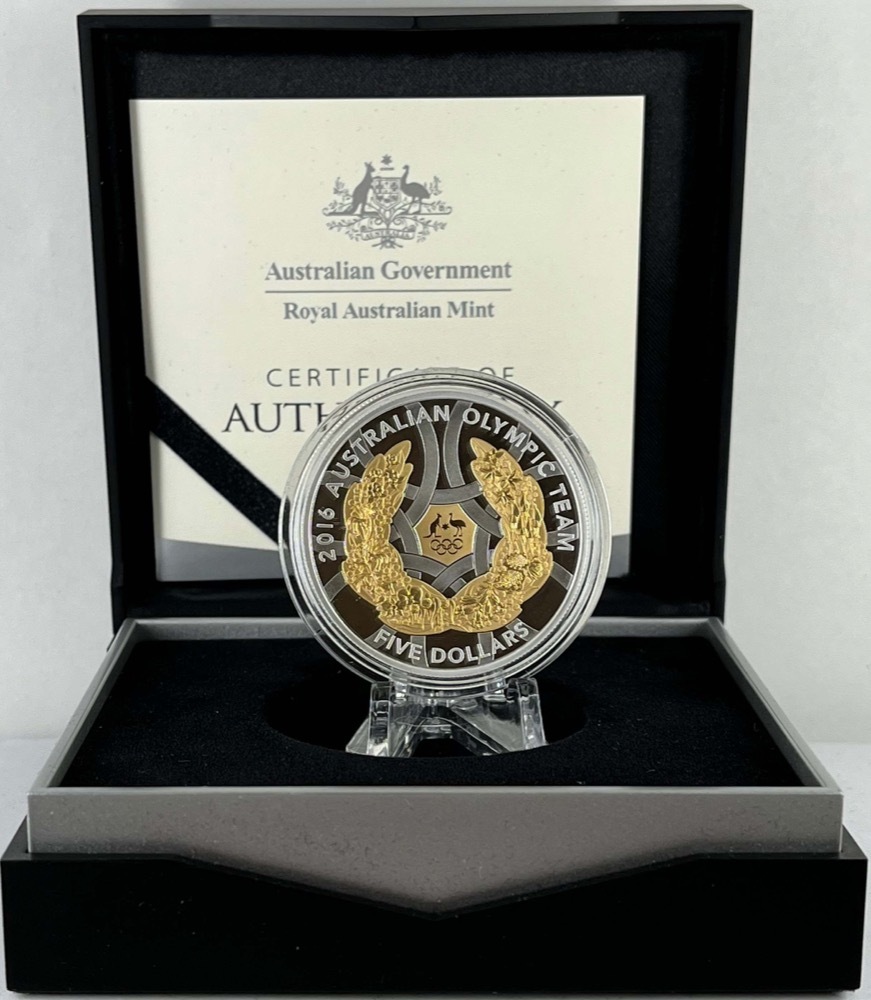 2016 Silver 5 Dollar Proof Selectively Gold Plated Australian Olympic Team product image