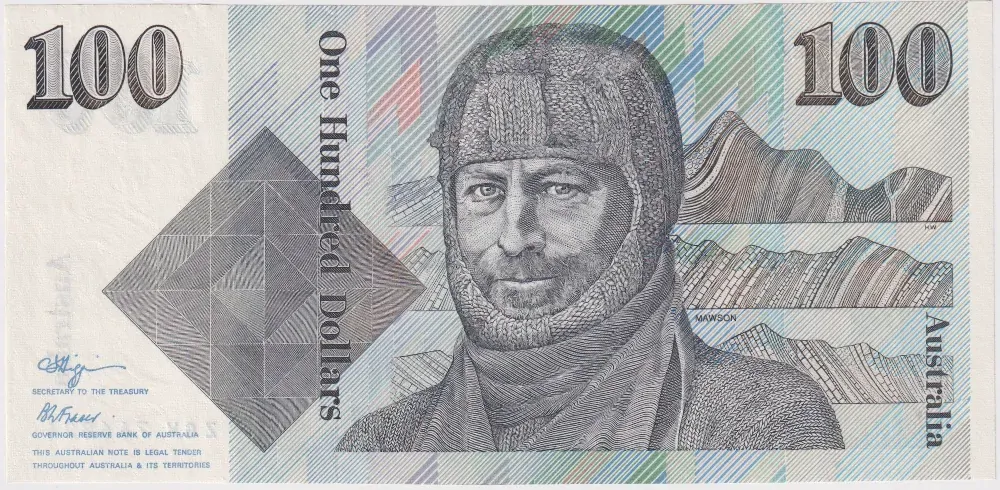 1990 $100 Note Mismatched Serial Numbers Fraser/Higgins R612 Uncirculated product image