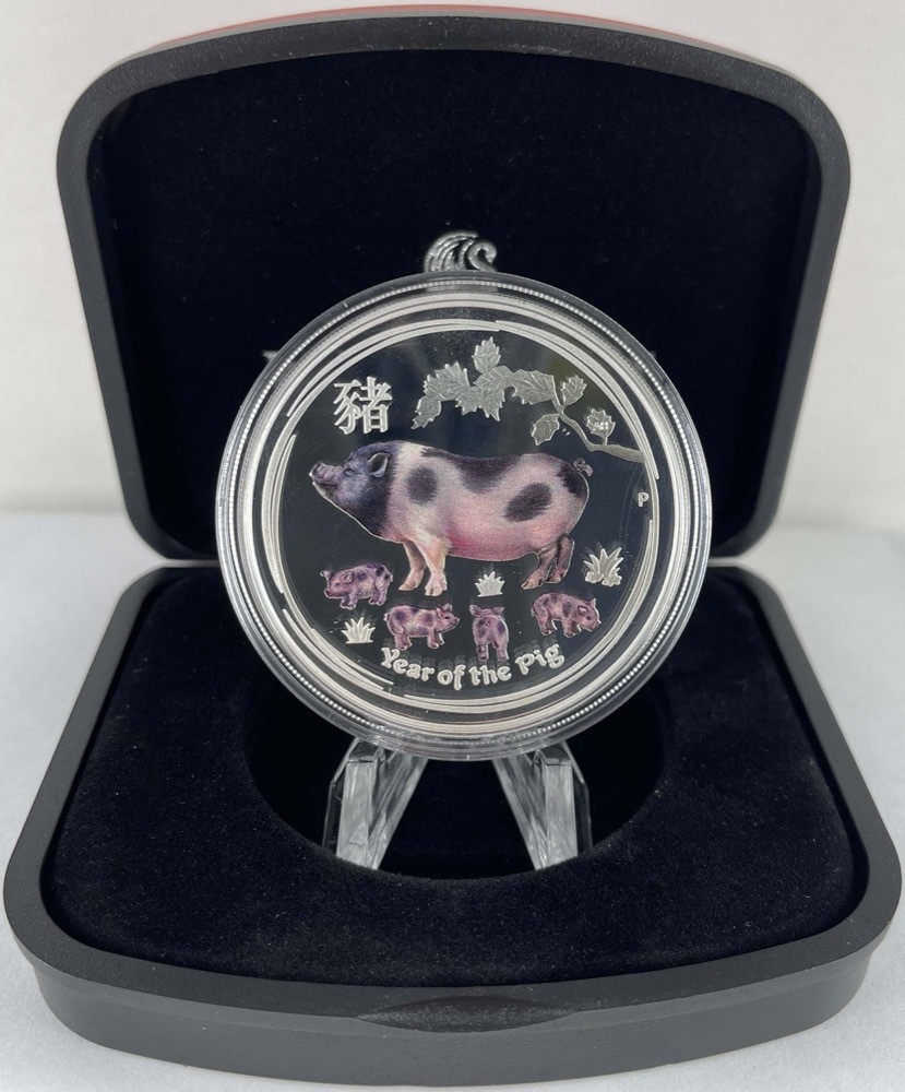2019 Silver 1oz Coloured Proof Coin Lunar Year of the Pig product image