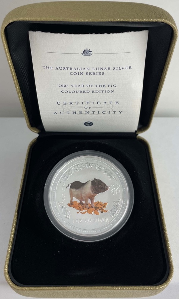 2007 Silver 1oz Coloured Coin Lunar - Year of the Pig product image