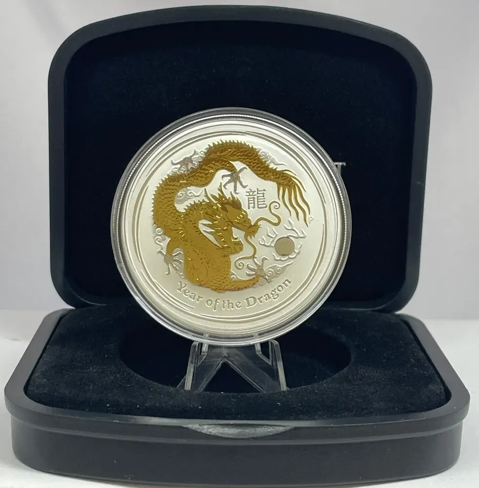 2012 Silver 1 Ounce Gilded Coin Lunar Year of the Dragon product image