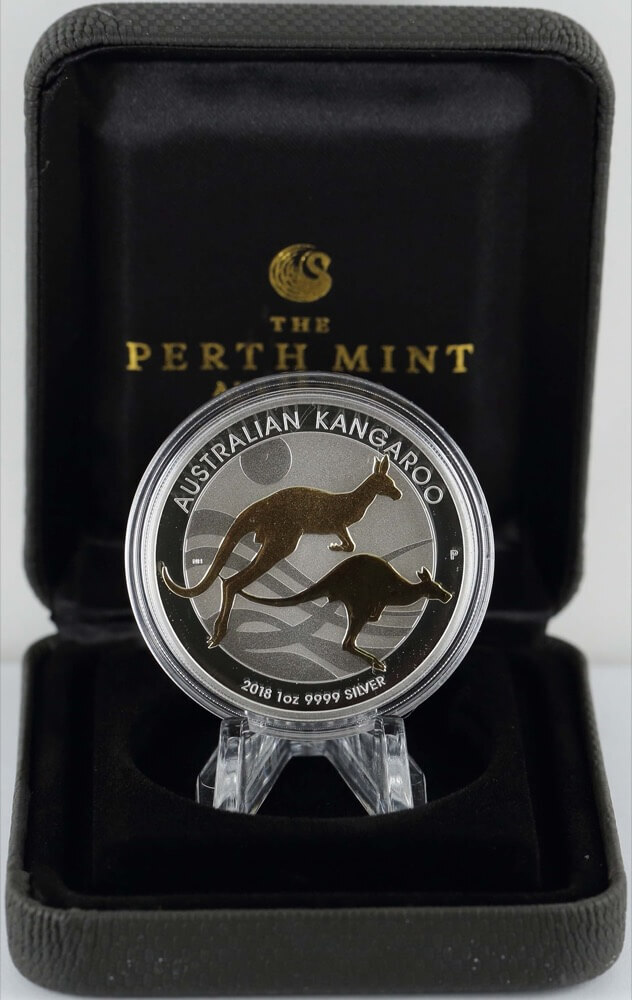 2018 Silver 1oz Gilded Coin Australian Kangaroo