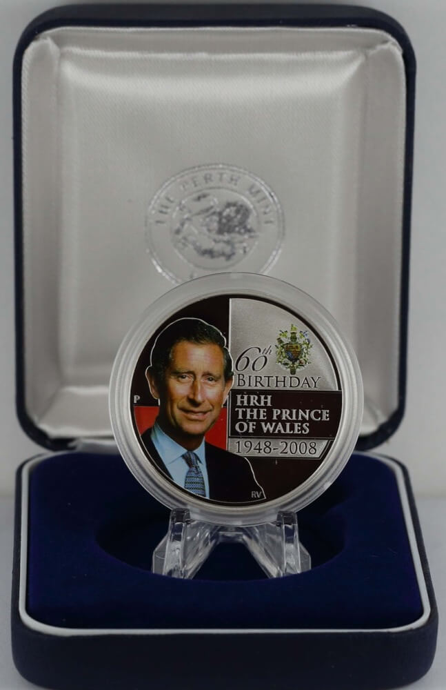 2008 Silver 1oz Proof Coin Prince of Wales 60th Birthday