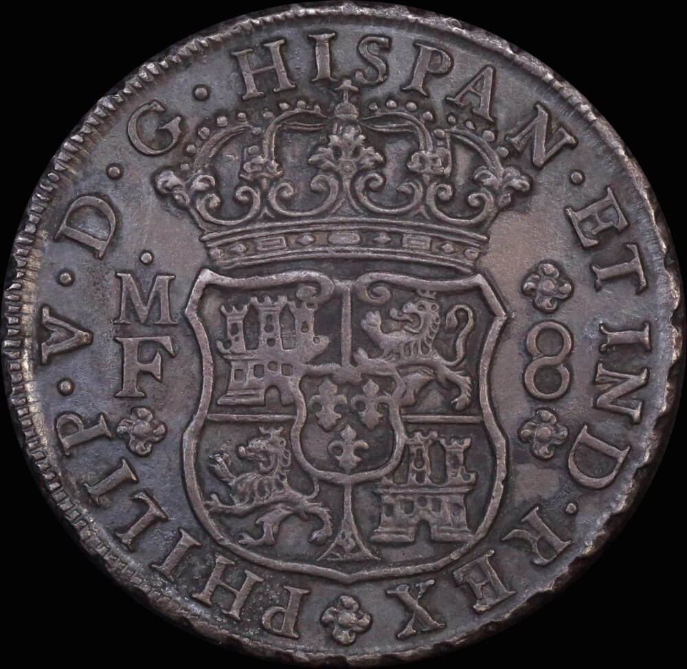Mexico 1741 Silver 8 Reales Pillar Dollar KM# 103 about Unc