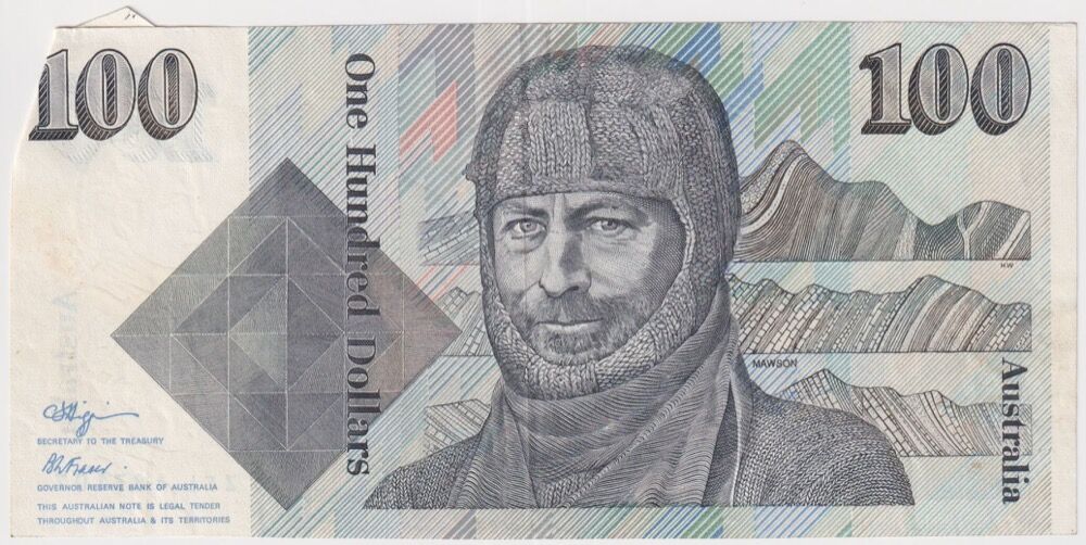 1990 $100 Note Fraser/Higgins Flap Error R612 GEF