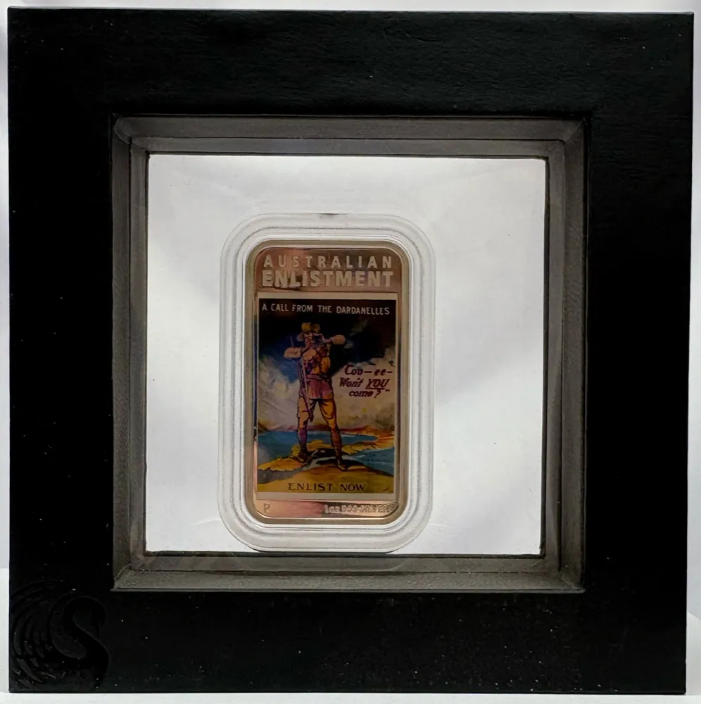2014 Silver Rectangular 1oz Proof Coin WWI Posters - Enlist Now