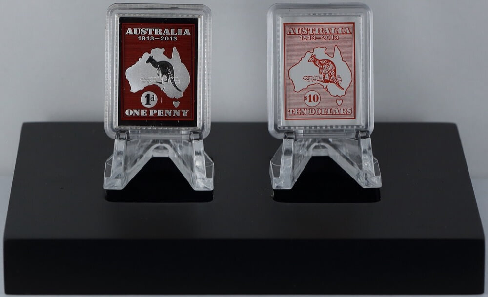 2013 Silver 1/2oz Proof Coin Kanagroo and Map Stamp-Coin Set