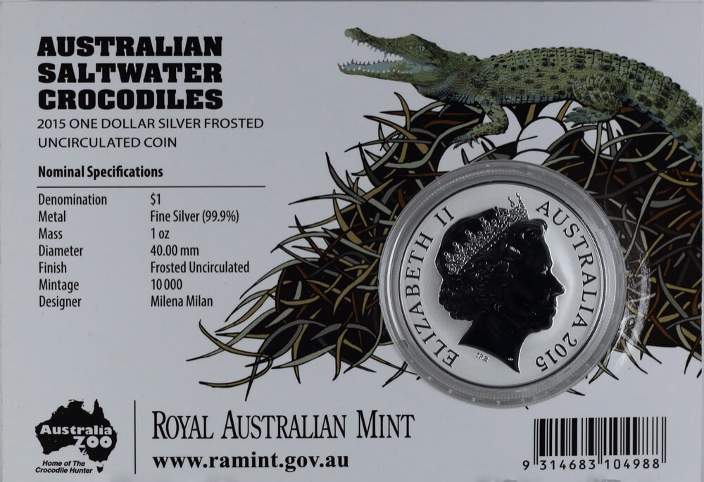 2015 Silver 1 Dollar Coin Saltwater Crocs - Agro Jr product image