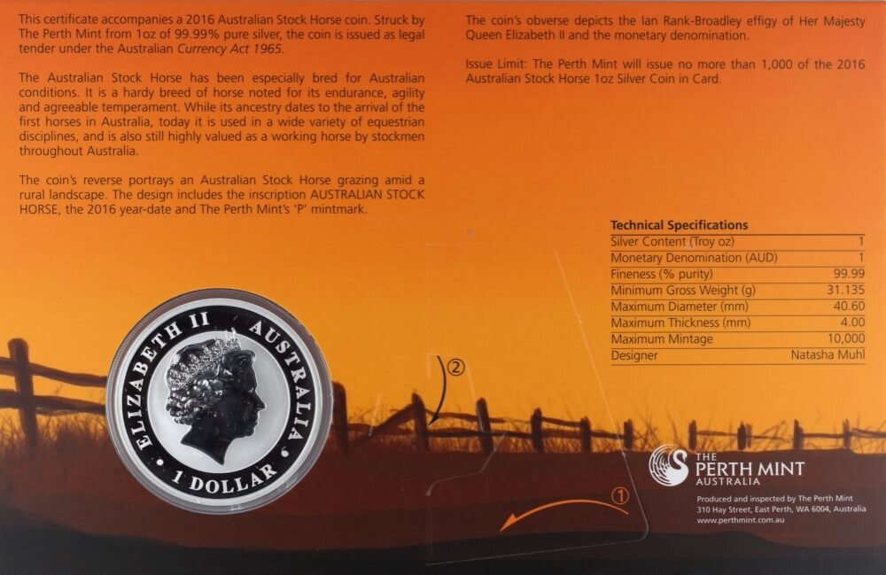2016 Silver 1 Ounce Specimen Coin The Australian Stock Horse product image