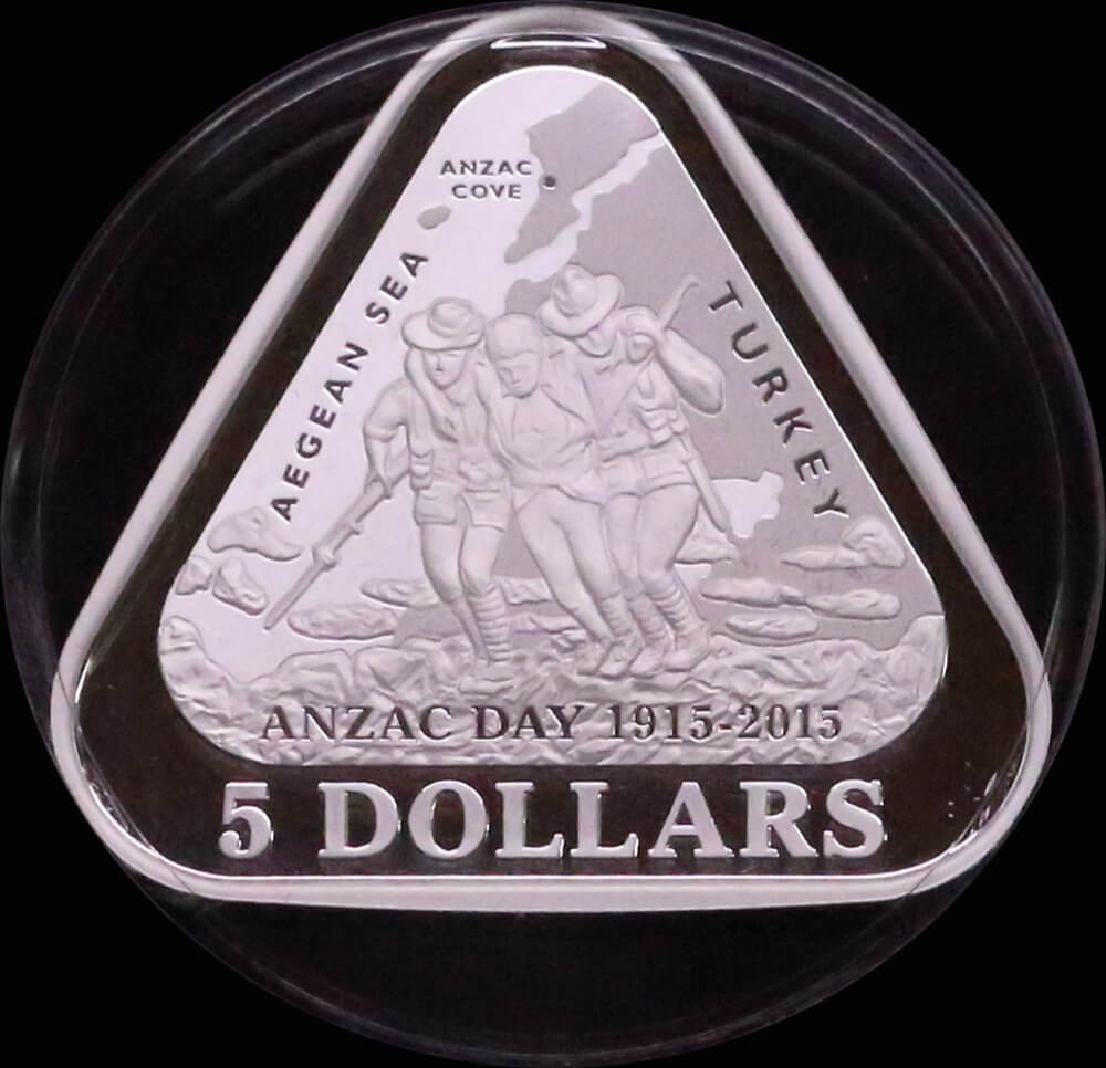 2015 Silver $5 Triangular Proof Anzac Centenary