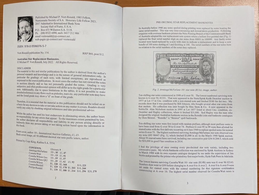Australian Star Replacement Banknotes Book by Mick Vort Ronald