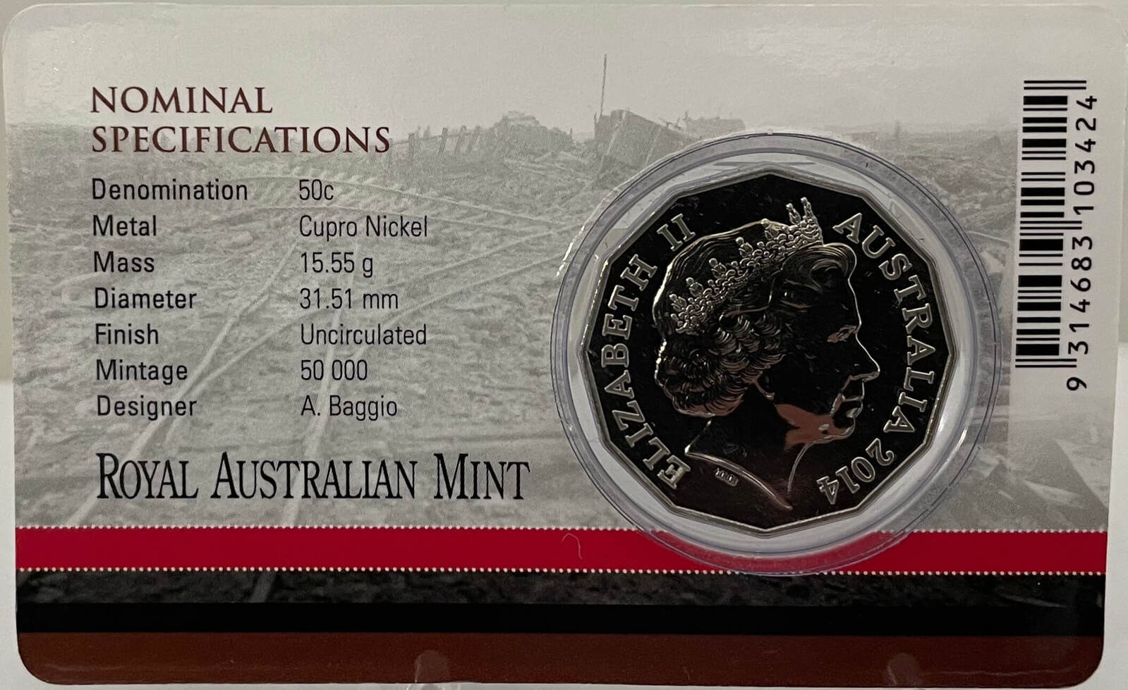 2014 50c Coin Coloured Uncirculated  Australia At War - The Western Front product image