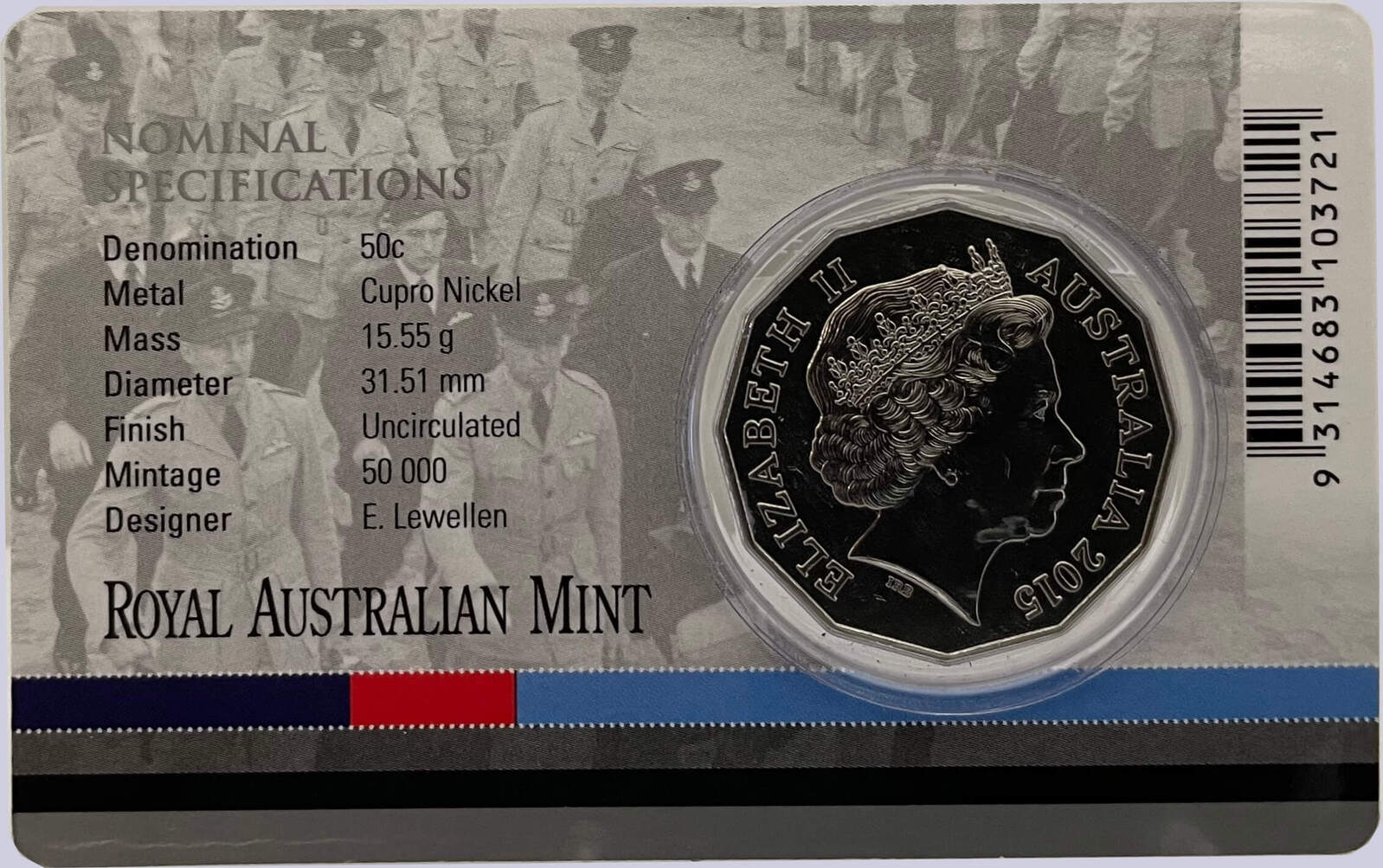 2015 50c Coin Coloured Uncirculated Australia At War - Empire Air Training Scheme product image