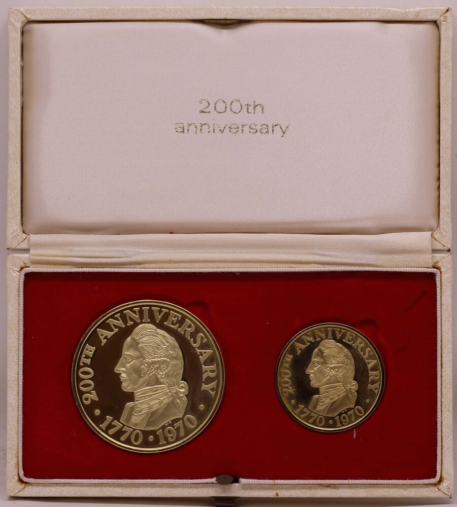 1970 Matthey Garrett Gold Medal Pair Captain Cook 200th Anniversary