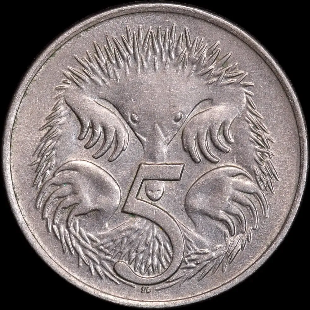 Australia Undated 5 Cents Split Planchet Error (Reverse) Toned good EF