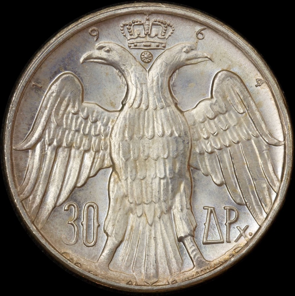 Greece 1964 Silver 30 Drachma KM# 87 Choice Uncirculated product image