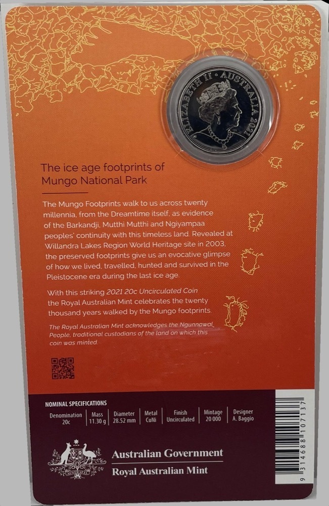 2021 20 Cent Uncirculated Coin Footprints in Time