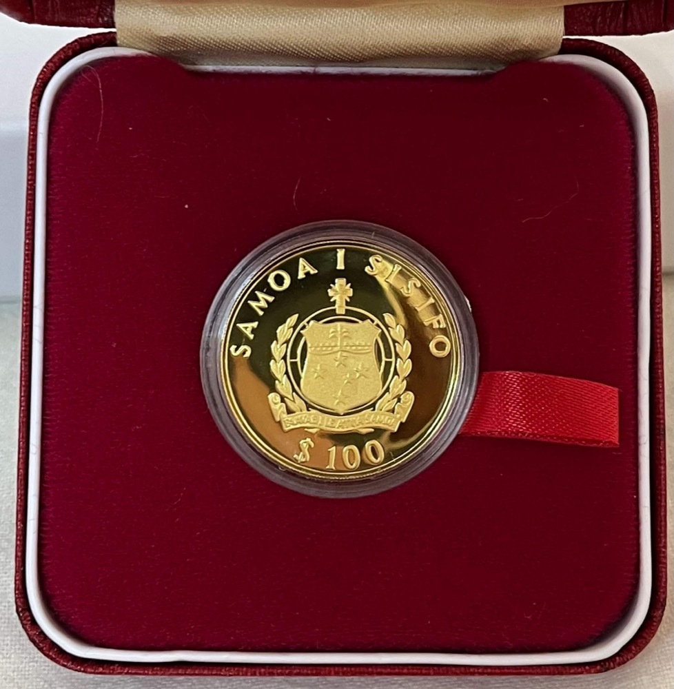 Western Samoa 1981 Gold 100 Dollar Proof Coin President Roosevelt product image