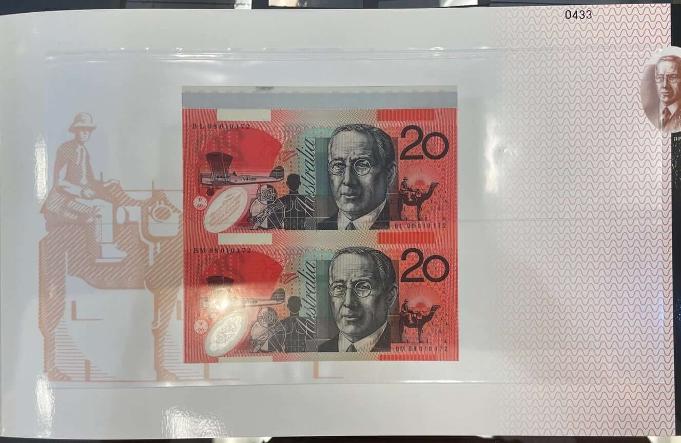 1998 20 Dollars Uncut Vertical Pair Deluxe Black Serials