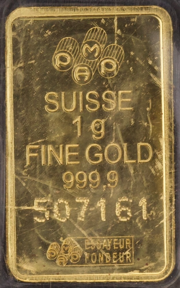 PAMP Suisse Fine Gold 1 gram Minted Ingot