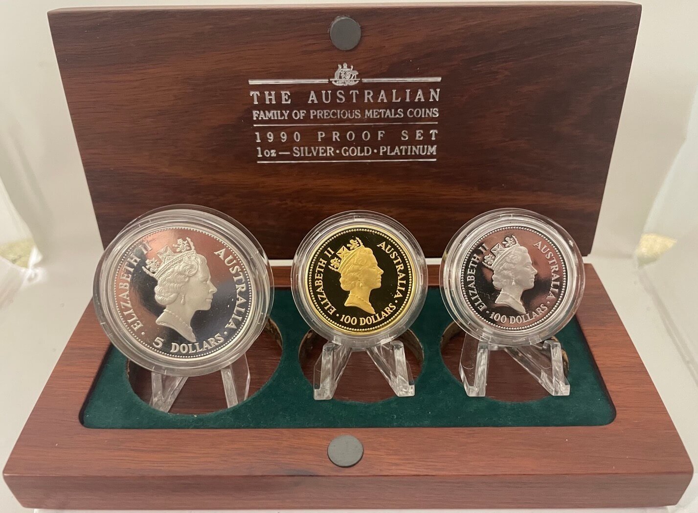 1990 Gold Platinum Silver Family of Precious Metals Proof Coin Set